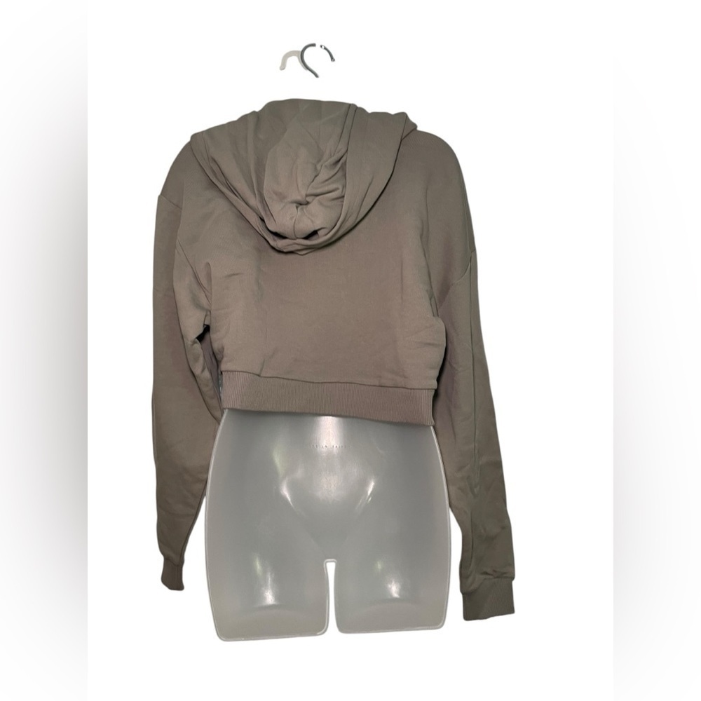 Weworewhat NWT Tan Cropped Half Zip Hoodie 100% Cotton Size Large - Picture 4 of 6